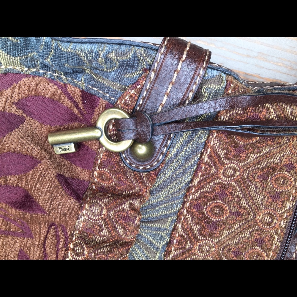 FOSSIL Cloth & Leather Crossbody Handbag - Picture 3 of 8